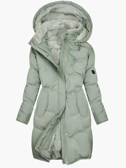 Women's Quilted Hooded Winter Jacket for Daily Use for Work and Travel Green