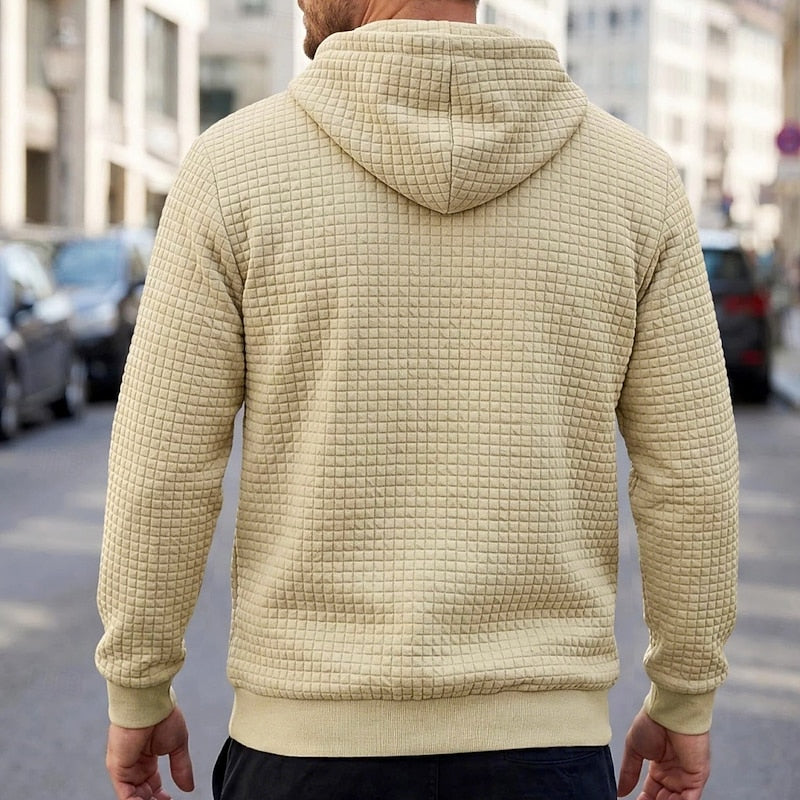 Men's Textured Hooded Sweatshirt for Fall and Winter Everyday Wear