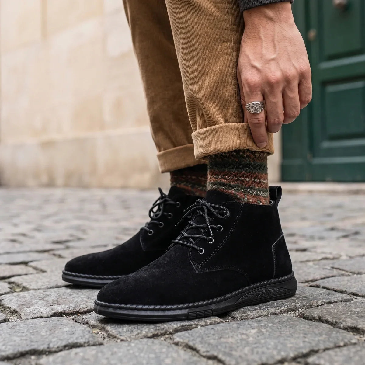 Men's Suede Casual Chukka Boots for Fall and Winter Everyday Wear Black