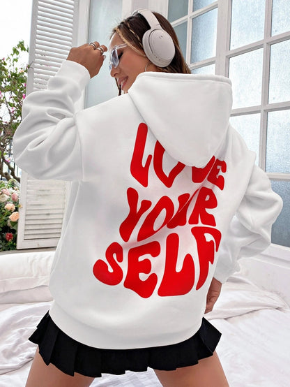 Women's Baggy Oversized Hoodie with Adjustable Drawstring White