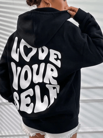Women's Baggy Oversized Hoodie with Adjustable Drawstring Black
