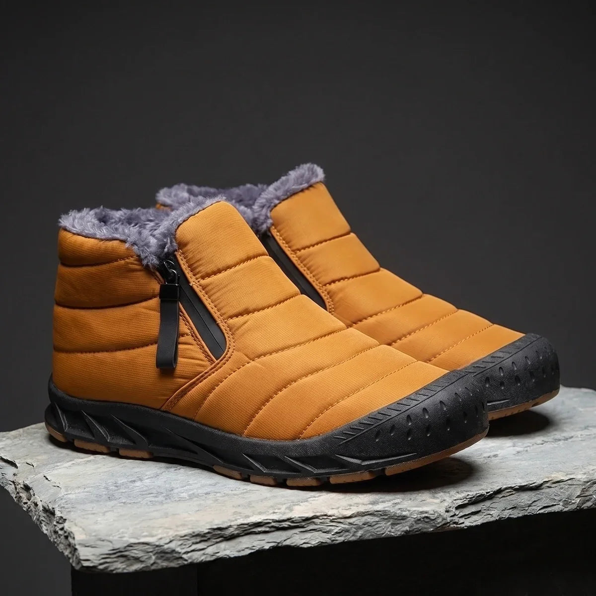 Men's Insulated Winter Boots for Cold Weather with Side zip Camel