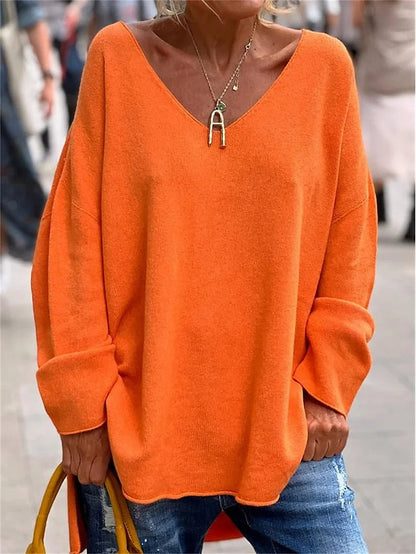 Women's Oversized Tunic Sweatshirt for Fall and Winter Everyday Wear Orange