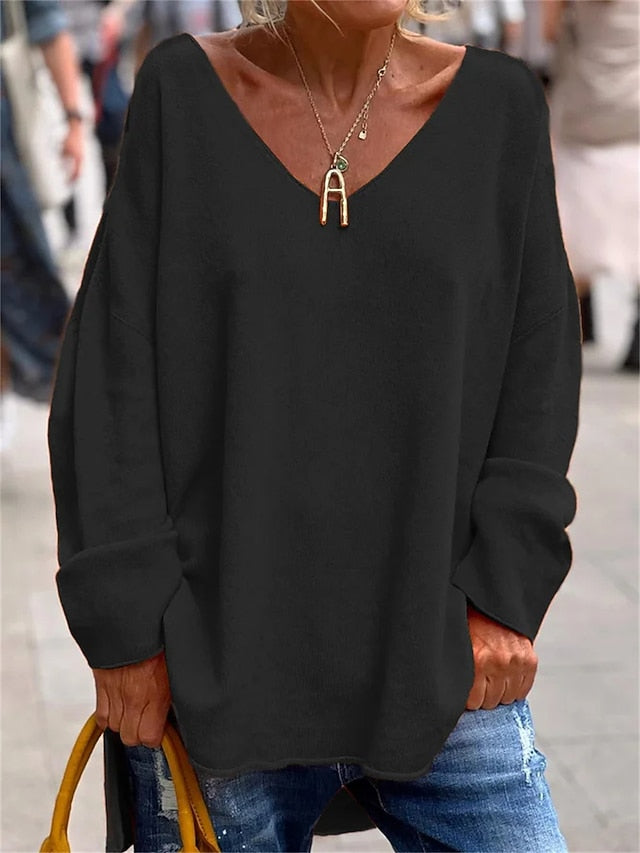 Women's Oversized Tunic Sweatshirt for Fall and Winter Everyday Wear Black