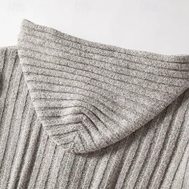 Men's Hooded Cable-Knit Cardigan for Fall and Winter Everyday Wear