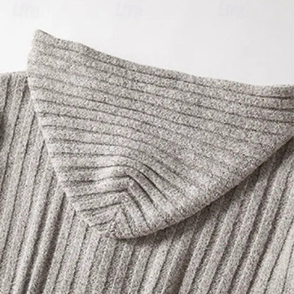 Men's Hooded Cable-Knit Cardigan for Fall and Winter Everyday Wear