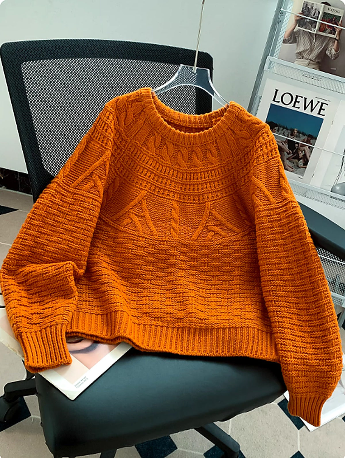 Women's Crewneck Knit Sweater for Fall and Winter Everyday Wear
