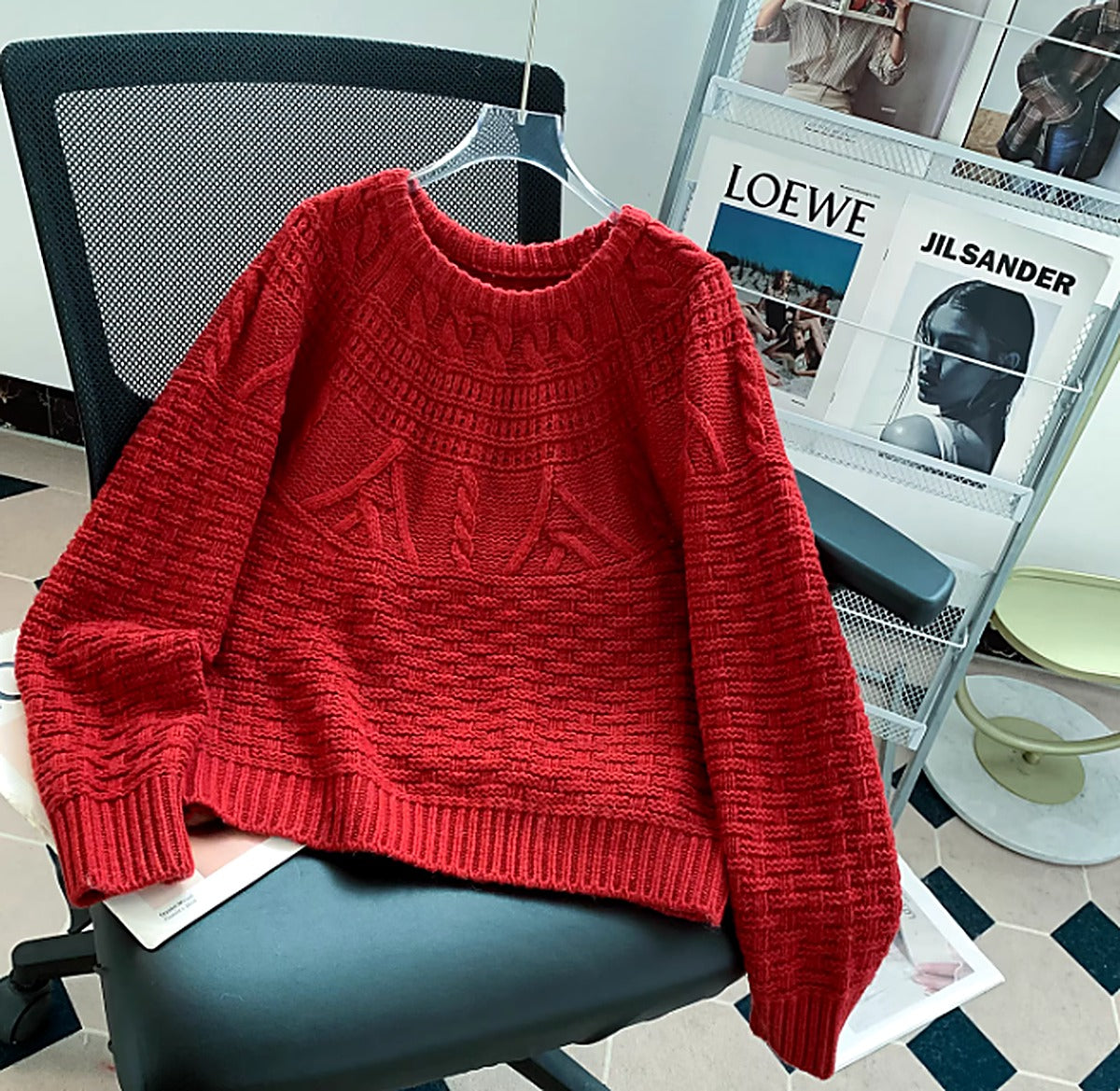 Women's Crewneck Knit Sweater for Fall and Winter Everyday Wear