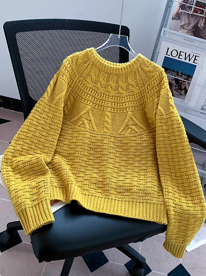 Women's Crewneck Knit Sweater for Fall and Winter Everyday Wear