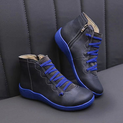 Women's Effortless Lace-Up Cushioned Ankle Boots with Low Heel