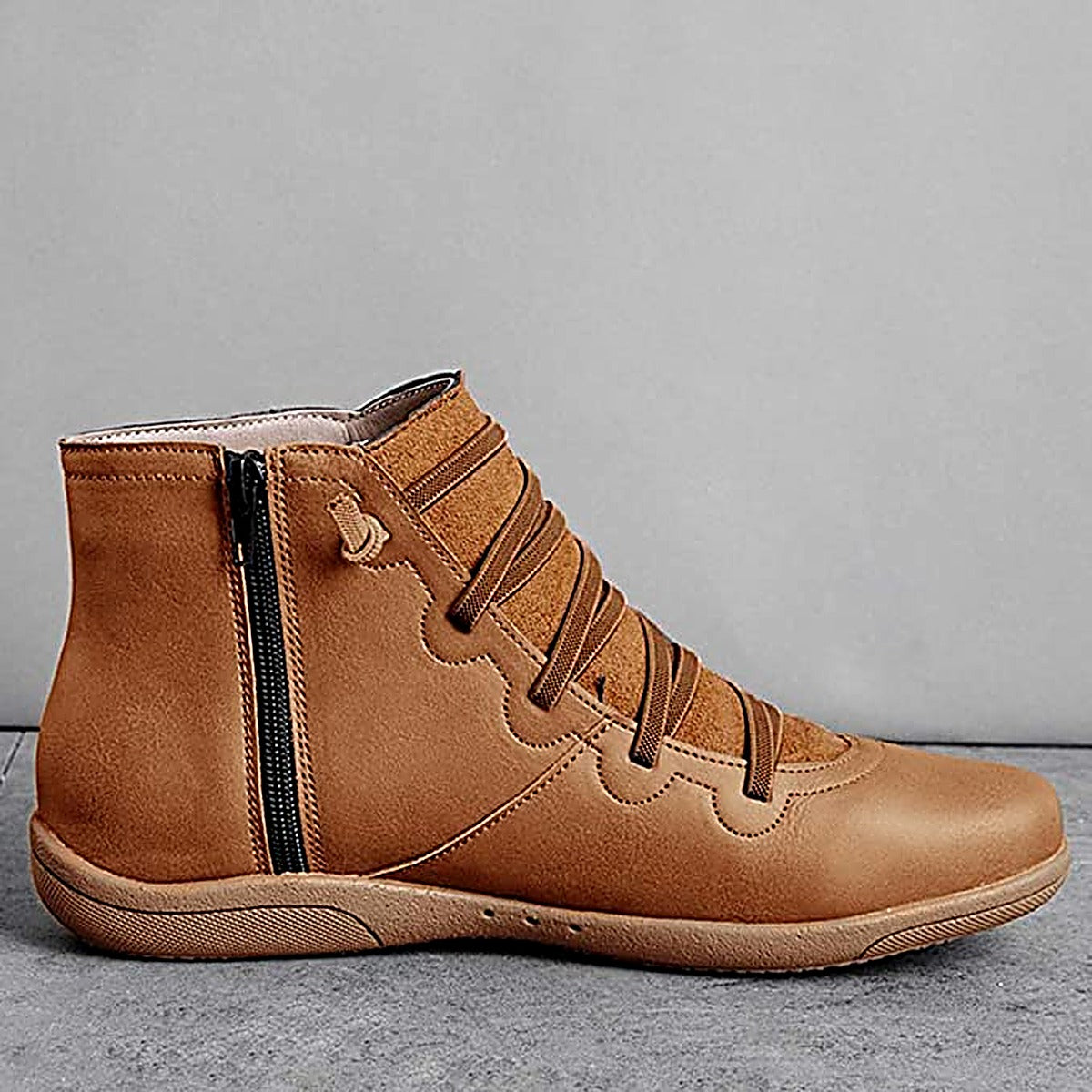 Women's Effortless Lace-Up Cushioned Ankle Boots with Low Heel