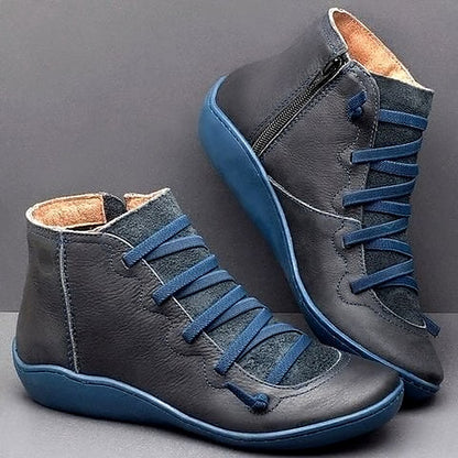 Women's Effortless Lace-Up Cushioned Ankle Boots with Low Heel