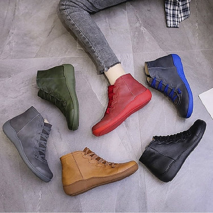 Women's Effortless Lace-Up Cushioned Ankle Boots with Low Heel