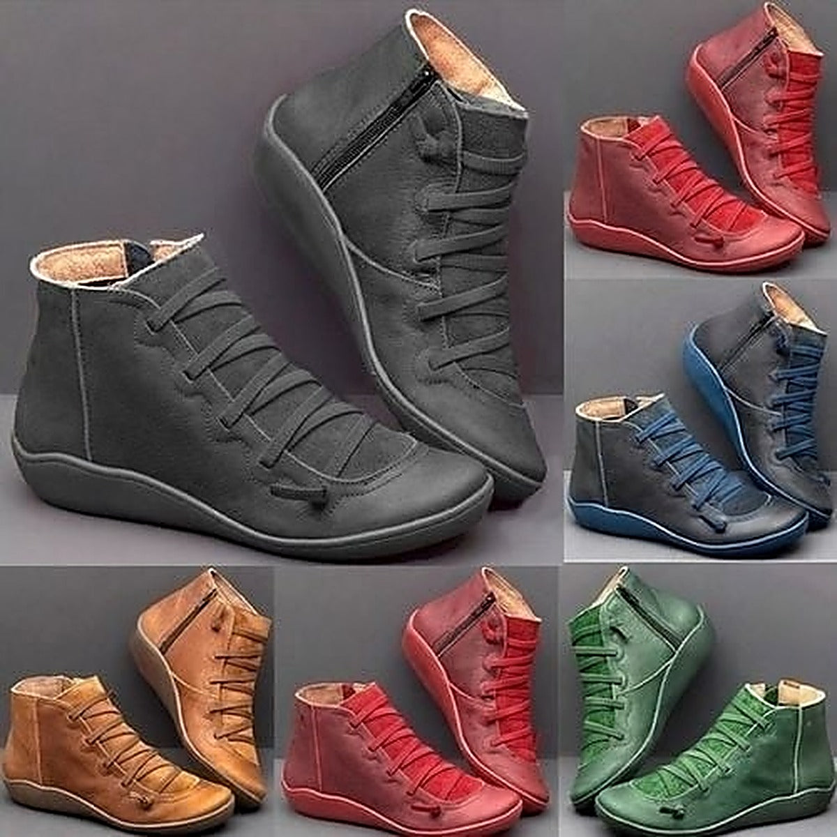 Women's Effortless Lace-Up Cushioned Ankle Boots with Low Heel