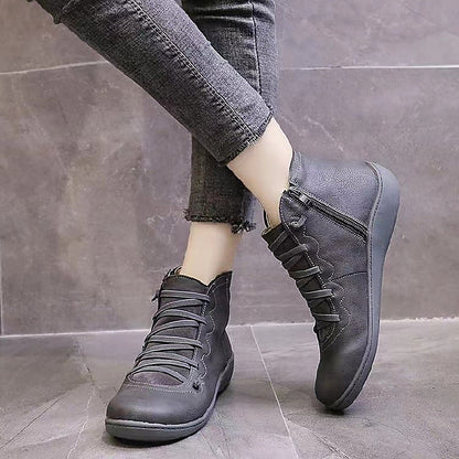 Women's Effortless Lace-Up Cushioned Ankle Boots with Low Heel