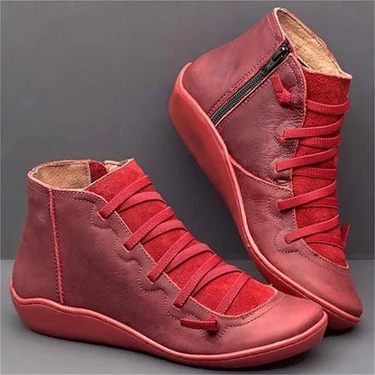 Women's Effortless Lace-Up Cushioned Ankle Boots with Low Heel