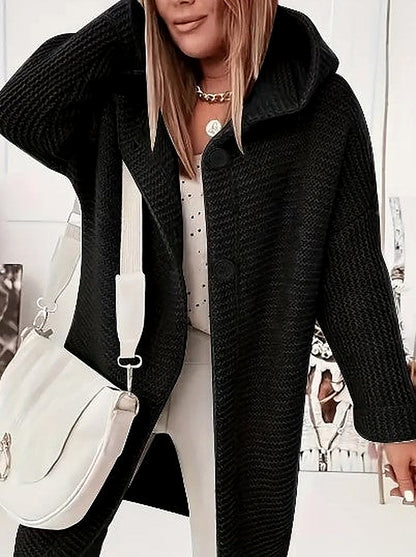 Women's Light Pink Hooded Oversized Cardigan for Fall and Winter