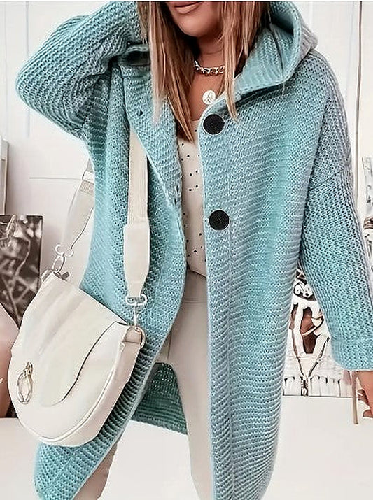 Women's Light Pink Hooded Oversized Cardigan for Fall and Winter