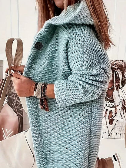 Women's Light Pink Hooded Oversized Cardigan for Fall and Winter