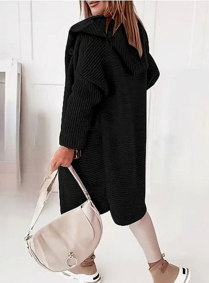 Women's Light Pink Hooded Oversized Cardigan for Fall and Winter