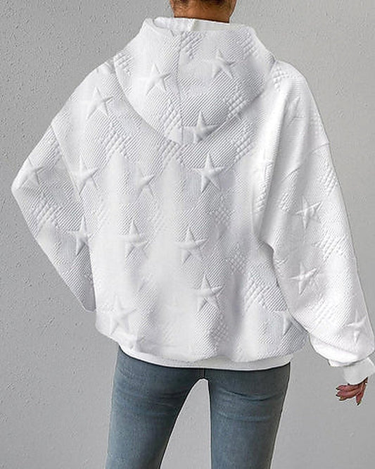 Women's Oversized Star Pattern Knit Pullover Hoodie for Daily Use