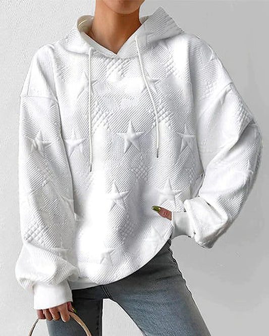 Women's Oversized Star Pattern Knit Pullover Hoodie for Daily Use