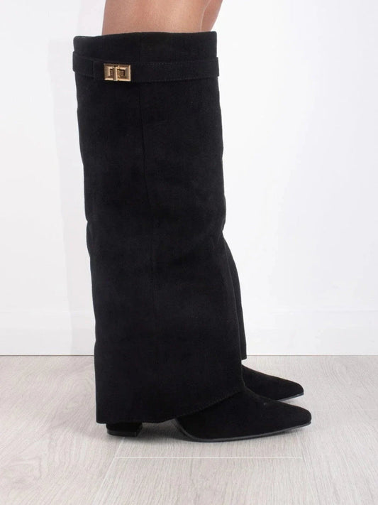 Women's Elegant Side Zip Knee High Western Boots with Side zipper