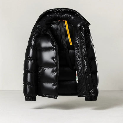 Men's Insulated Zip-Up Puffer Jacket for Fall and Winter Everyday Wear Black