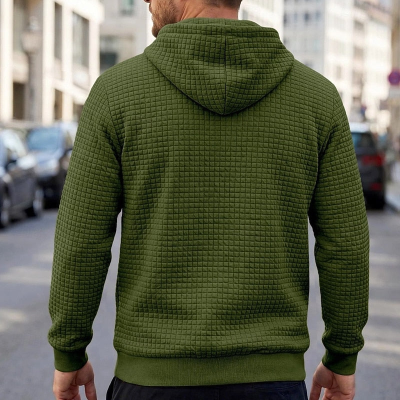 Men's Textured Hooded Sweatshirt for Fall and Winter Everyday Wear