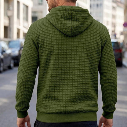 Men's Textured Hooded Sweatshirt for Fall and Winter Everyday Wear